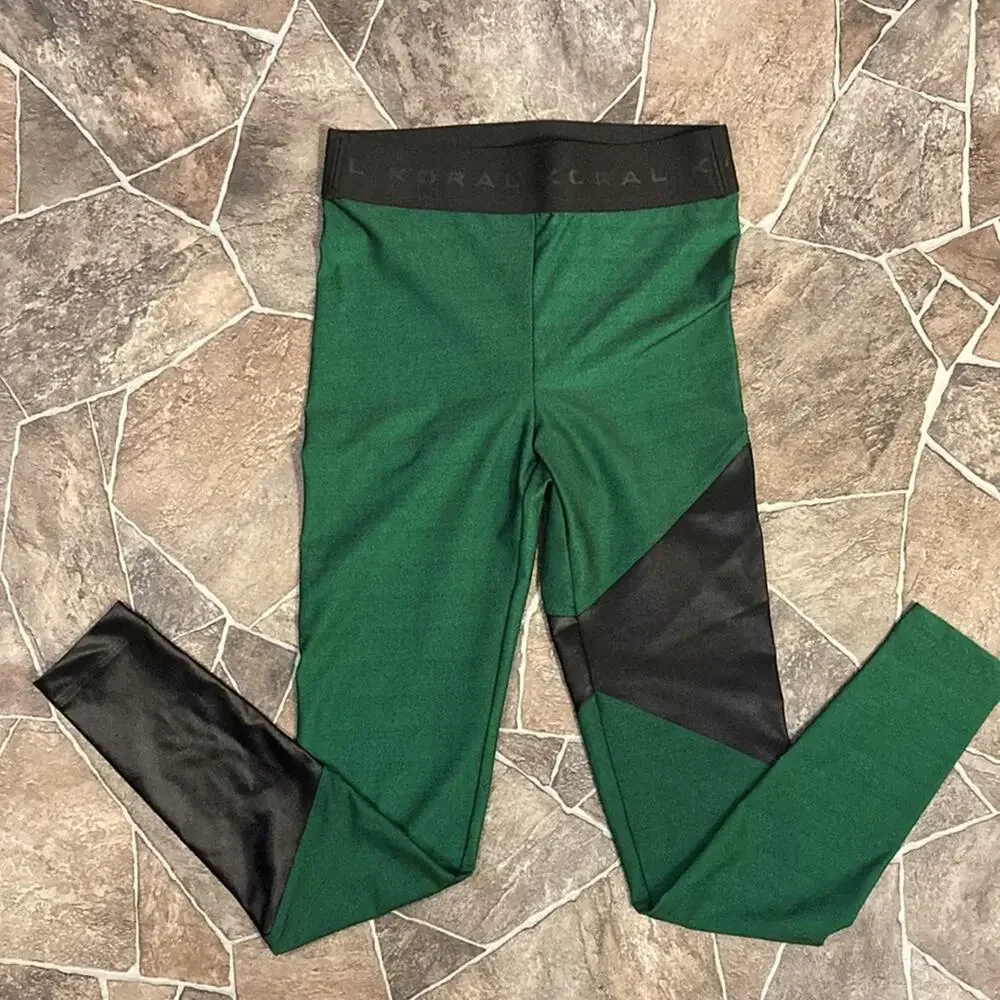 NWOT KORAL Women's Green Amber Shantung Leggings Size SMALL - Picture 5 of 8